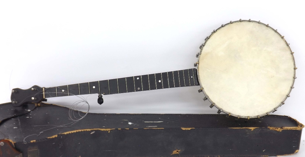 Five string 'Dulcet' banjo, with 11" diameter skin, case (at fault)