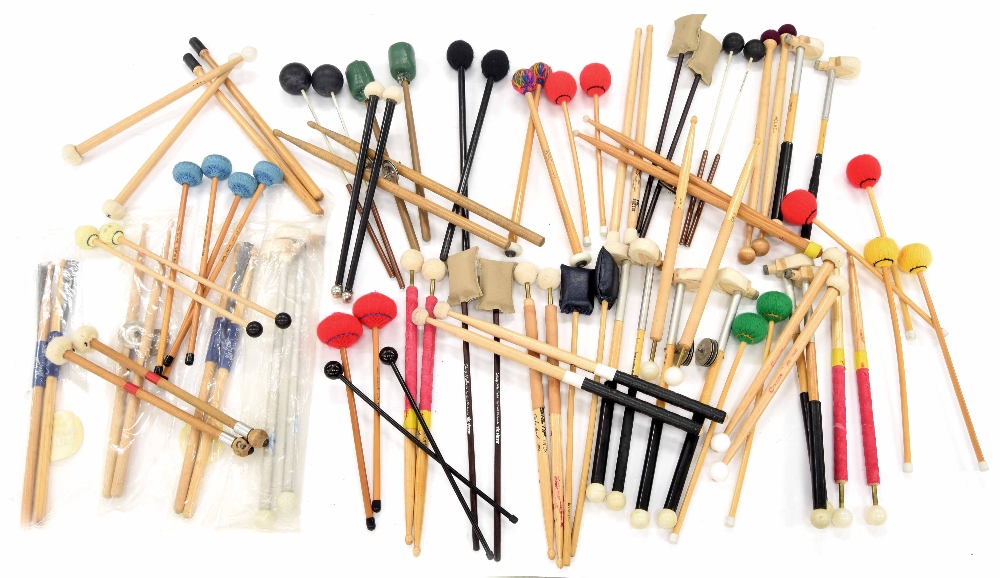 Collection of percussion sticks and beaters; including examples by Vic Firth, Louis Bellson and