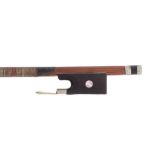 French nickel mounted violin bow from the C N Bazin Workshop, unstamped, the stick round, the