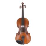 Three-quarter size violin labelled Repasse Egalise et fait sur la direction de Gustav Bernardel, 4