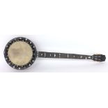 Early 20th century five string zither banjo by and stamped Richard Spencer, Clapham, with 8" skin