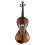 Interesting Guseto style cornerless violin with chequered banding, branded Guseto below the