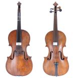 Late 19th century violin, 14", 35.60cm (table sound post crack); also another late 19th century