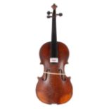 French half size violin stamped F. Lecavelle á Mirecourt to the inner back, 12 3/16", 31cm