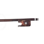 German silver mounted violoncello bow by and stamped *Albert Nurnberger*, the stick round, the