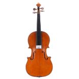 French three-quarter size violin inscribed Paillot á Paris to the inner back, 13 1/8", 33.30cm