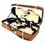 Case for four violins, with brown velvet outer zipper cover