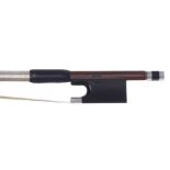 Silver mounted violin bow stamped Lefin, the stick octagonal, the ebony frog plain and the ebony