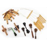 Collection of Castanet machines; together with two sets of bamboo chimes ex. James Blades/Nigel