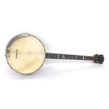 J.G. Abbott & Co shortscale tenor banjo, circa 1920, with 10.25" head and 21.5" scale, soft bag