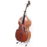 Good Dresden double bass circa 1890, back length including button 44", stop length 24" and