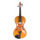 Newark School half size cornerless violin by and labelled Hilary Rollings, Cambridge/Newark, 2007,