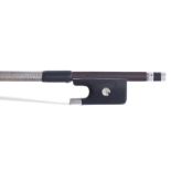 Silver mounted violoncello bow by and stamped K. Gliszczynski, the stick round, the ebony frog