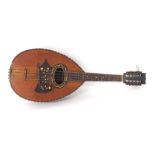 Early 20th century flatback pear shaped mandola, soft bag (restorations)