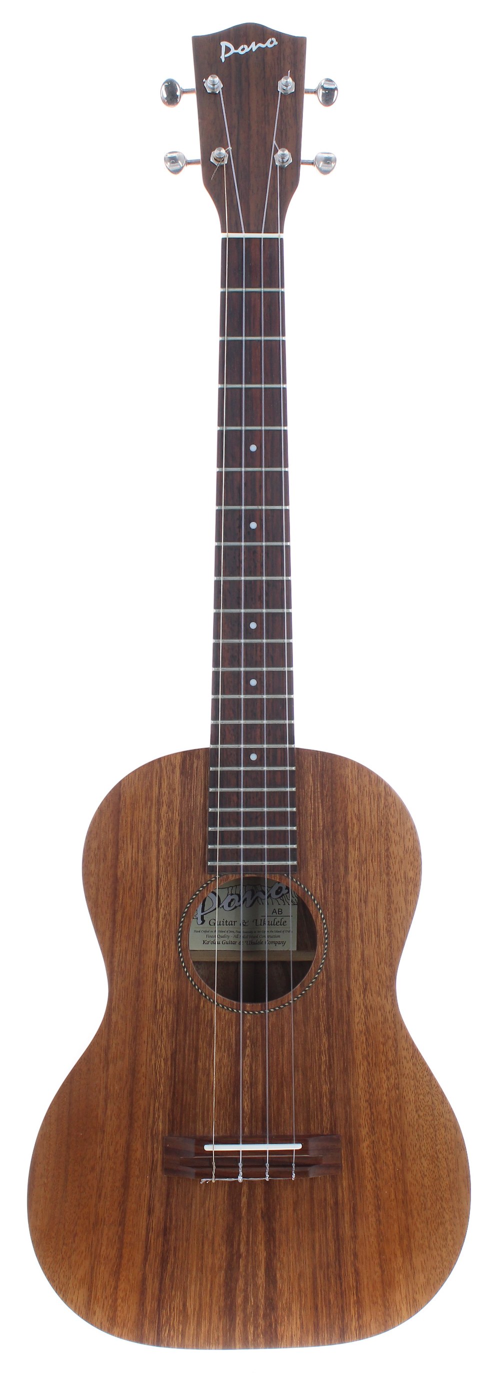 Pono AB electro-acoustic baritone ukulele, with Stagg hard case