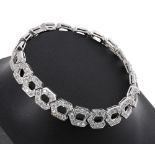 18ct white gold diamond hexagon link bracelet, 22.6gm, 6.75" long (557311-2-A)