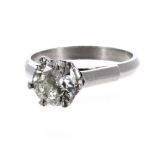 Platinum diamond solitaire ring, round brilliant-cut, 1.22ct, clarity SI2, colour J/K, 4.8gm, ring