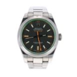 Rolex Oyster Perpetual Milgauss stainless steel gentleman's bracelet watch, ref. 116400, circa 2009,