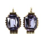 Pair of 14ct Alexandrite earrings, 4.5gm, 17mm x 11mm