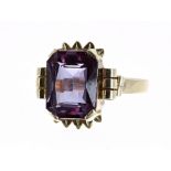 14ct yellow gold Alexandrite single stone ring, 4.10 ct approx, width 15mm, 4.3gm, ring size M