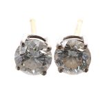 Pair of round brilliant-cut diamond stud earrings, approx 0.80ct, clarity VS, colour G/H, 0.8gm (