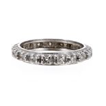 Platinum diamond full eternity ring, 3.1gm, width 3mm, ring size K