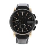 Gucci G-Chrono gentleman's wristwatch, ref. 101.2, black leather strap with folding clasp, quartz,