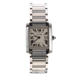 Cartier Tank Francaise stainless steel mid-size bracelet watch, ref. 2465, serial no. 44198xxx,