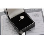 18ct white gold diamond solitaire ring, 1.01ct, clarity I1, colour L, 3.8gm, ring size L/M - ** with