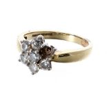 18ct diamond cluster ring, 0.40ct approx, 4.2gm, ring size K (stone missing) (138568-3-A)