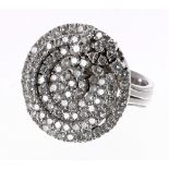 Impressive 18ct white gold large circular diamond cluster ring, round brilliant-cuts, 13gm, 23mm