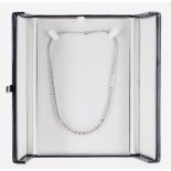 Fine quality 18ct white gold graduated diamond river necklace, round brilliant-cut, 21.02ct, clarity