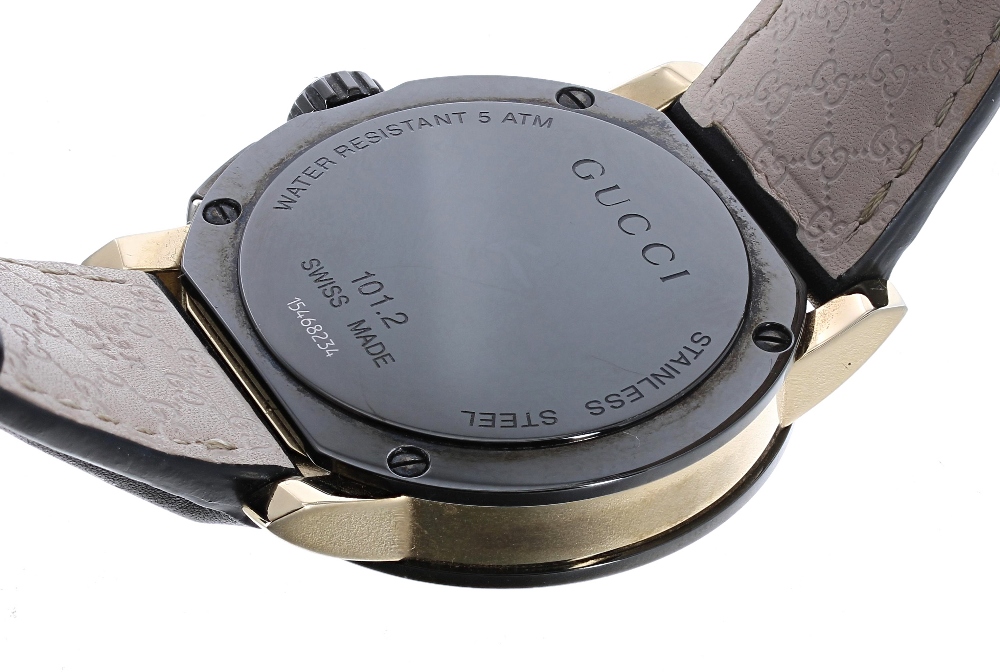 Gucci G-Chrono gentleman's wristwatch, ref. 101.2, black leather strap with folding clasp, quartz, - Image 2 of 2