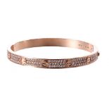 Cartier fine 18ct rose gold diamond paved 'Love' bangle, size 19, signed and no. BEL811, 45gm (