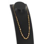 Asian 22k yellow gold necklaces set with white stones, 12.4gm (557197-1-A)