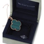 Van Cleef & Arpels Alhambra malachite 18ct pendant on necklet, the pendnt no. JA070016, 27mm,