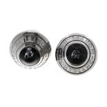 Pair of Mont Blanc floating diamond silver tone domed cufflinks, 14.5gm, 16mm diameter (6519-1-A)