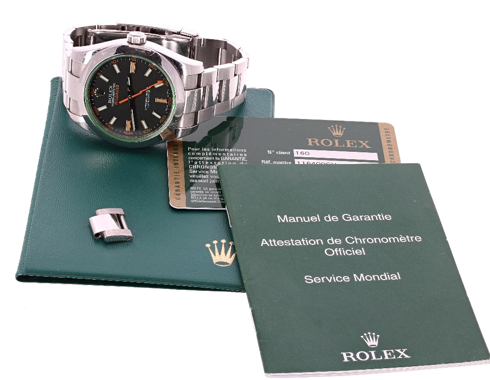 Rolex Oyster Perpetual Milgauss stainless steel gentleman's bracelet watch, ref. 116400, circa 2009, - Image 2 of 7