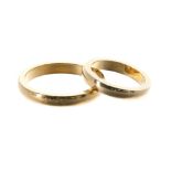 Van Cleef & Arpels two 18ct yellow gold wedding rings, width 3.5mm, no. CL 34196 63 and CL 7487