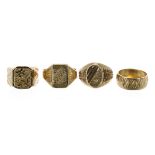 Four yellow metal rings, 22ct, 28.4gm (4) (138156-1-A)