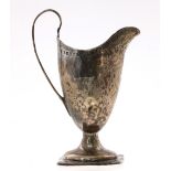 William IV silver pedestal cream jug, with pricked engraved decoration around a monogrammed