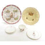 Royal Worcester - 1911 Coronation commemorative trio of cup, saucer and plate, plate 7" diameter;