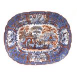 19th century oval porcelain meat platter by J Veillard & Co. Bordeaux, densely decorated with an