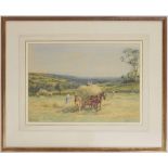 John Atkinson (1863-1924) - Figures hay making in a summer landscape, signed, pencil and
