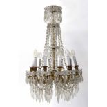 Good Regency style prism drop brass chandelier, 20" diameter, 30" drop