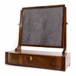 19th century mahogany dressing mirror, inlaid with boxwood lines and satinwood bands, the