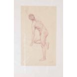 George Hodgson (1847-1921) - Three female nude studies, all conte drawings, 21" x 15.5", one