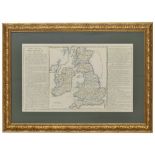 18th century French atlas map of the British Isles, 22" x 13.5" within mount and frame