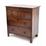 Small 19th century mahogany chest of drawers, with two short over two long drawers upon bracket