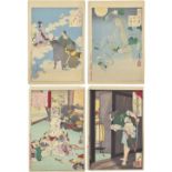 Taiso Yoshitoshi (1839-1892) - Two woodblock prints from the series entitled Tsuki Kyakushi (One